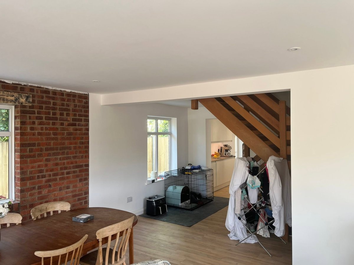 Completed open-plan ground floor kitchen renovation in Cambridgeshire