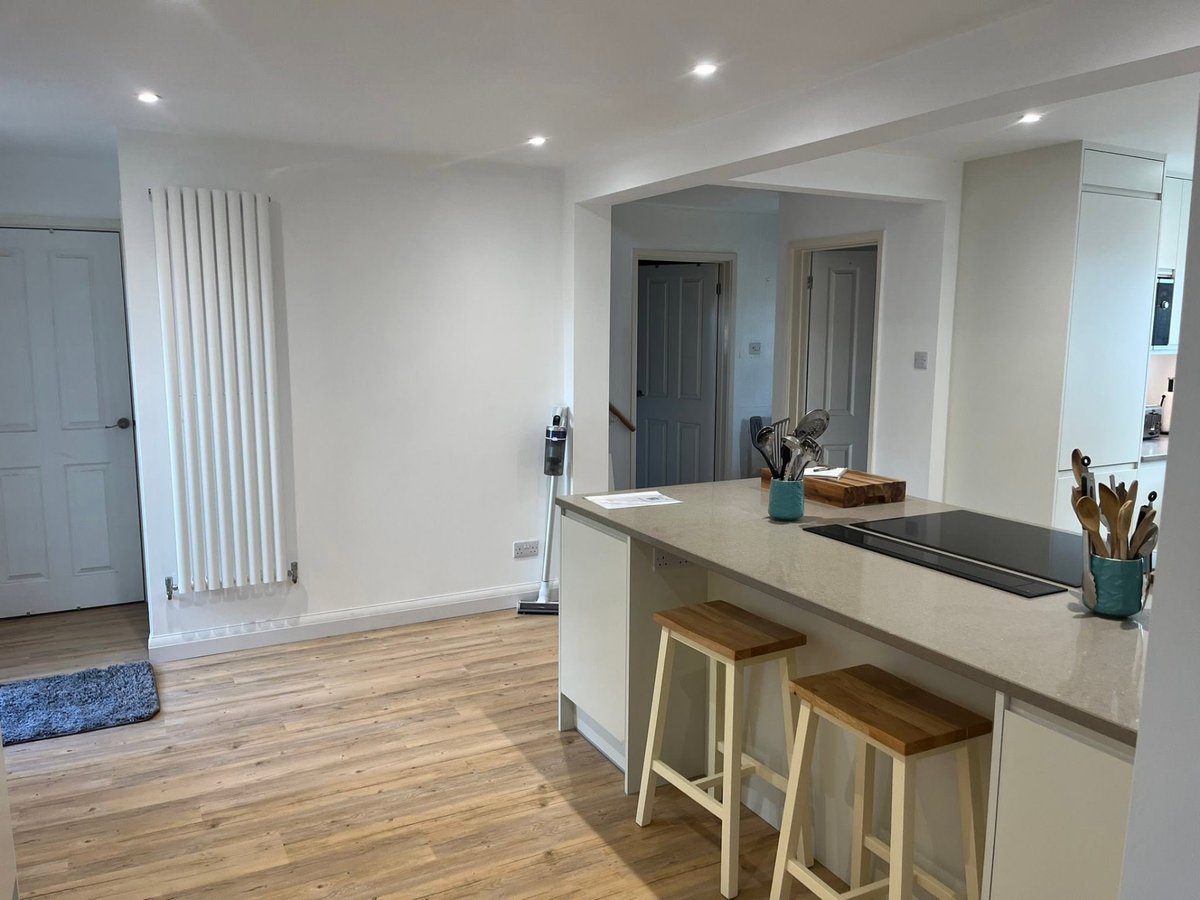 Ground floor renovation with new kitchen units, worktops and flooring