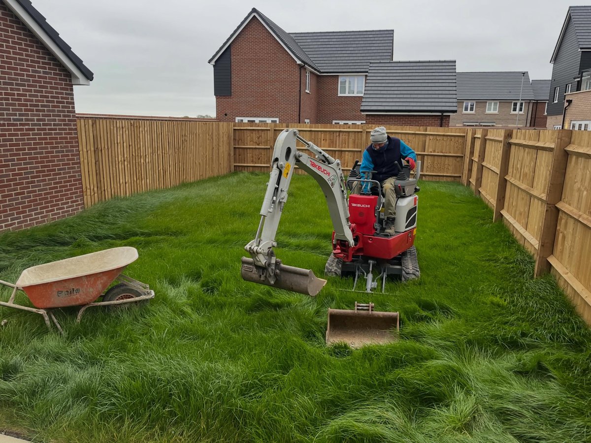 Garden before landscaping works, cleared ready for groundworks