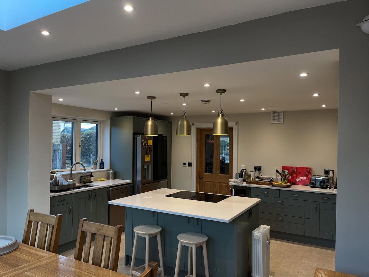 Kitchen and dining space created by a single-storey rear extension, Cambridgeshire