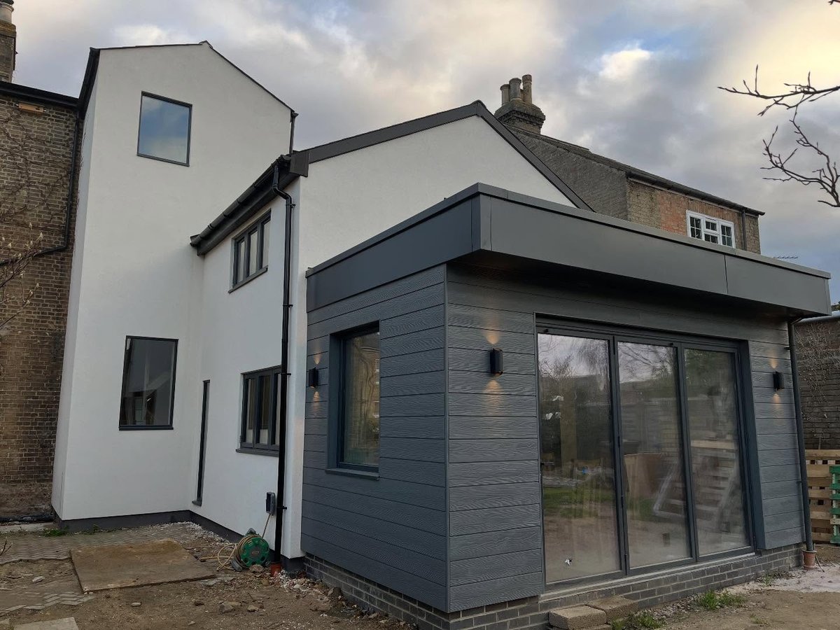 Completed single-storey rear extension with matching brickwork built by Prime Build Services in Cambridgeshire