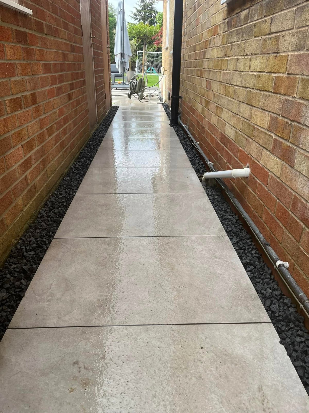 Finished porcelain patio area laid by Prime Build Services in Cambridgeshire