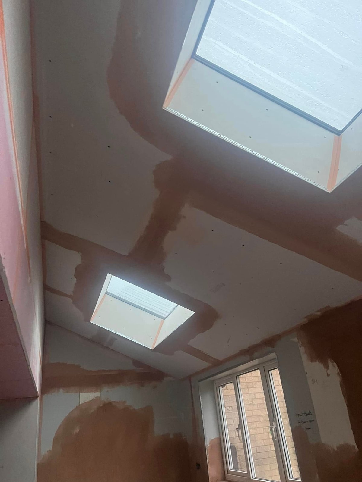 Brampton kitchen renovation during works with plasterboard and new roof windows fitted