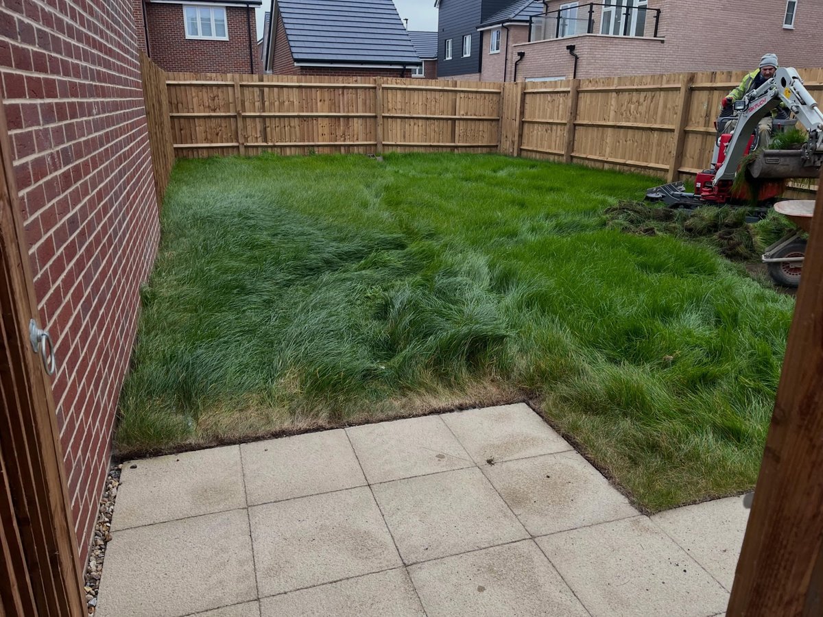 Prepared sub-base ground before garden landscaping and paving