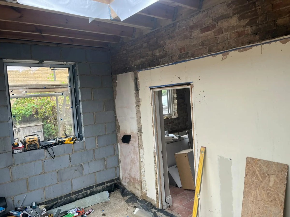 Interior stripped back to brick and blockwork during the renovation, Willingham